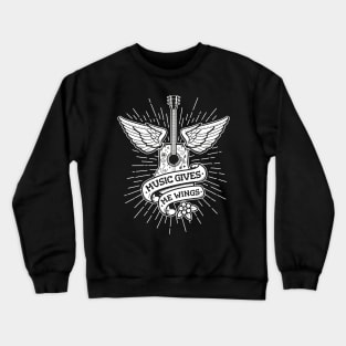 Music Gives Me Wings - Old School Tattoo Guitar Crewneck Sweatshirt